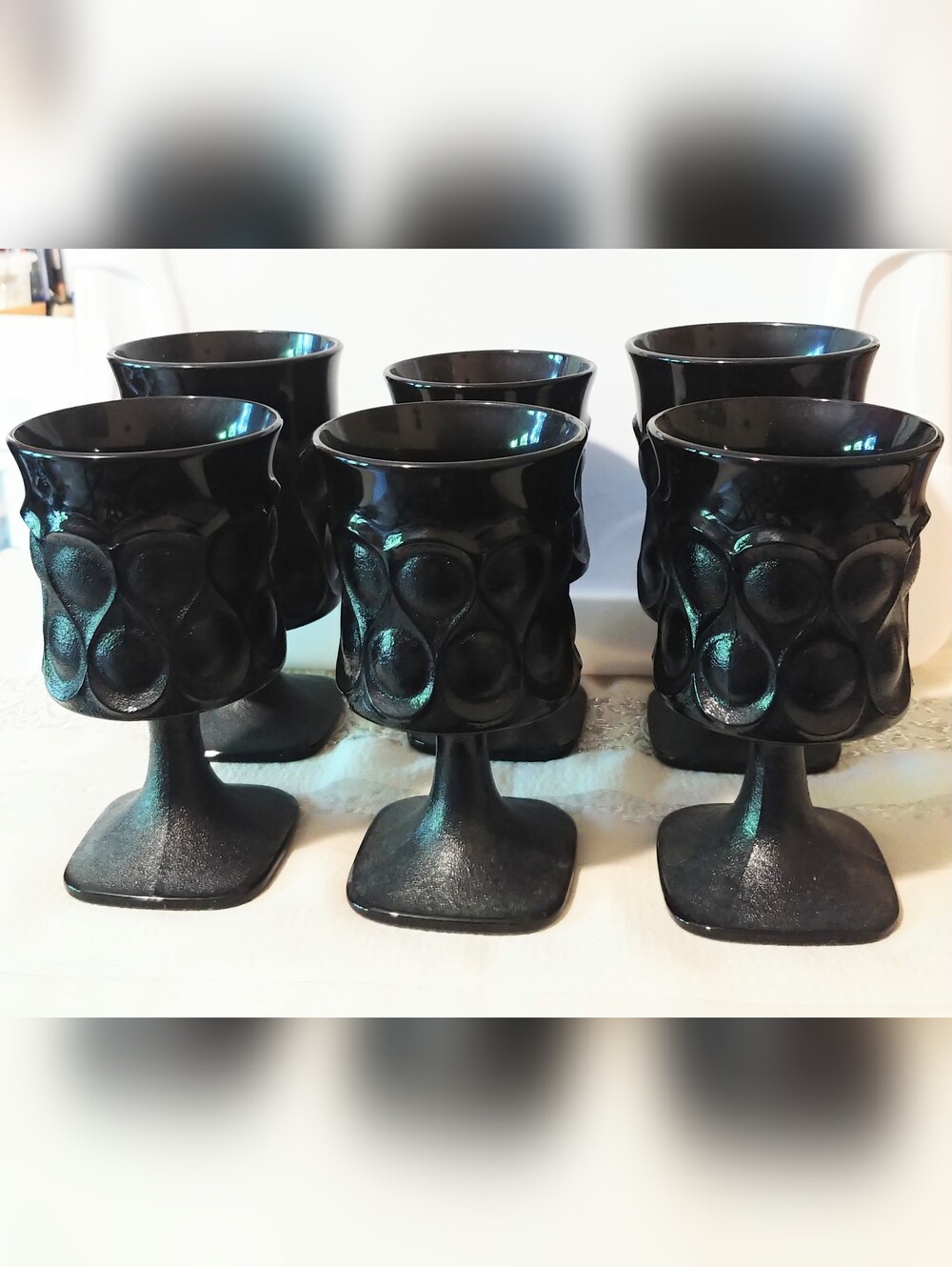 Vintage 70s MCM Noritake Japan Spotlight 6 Piece Goblet Glassware Set Like New